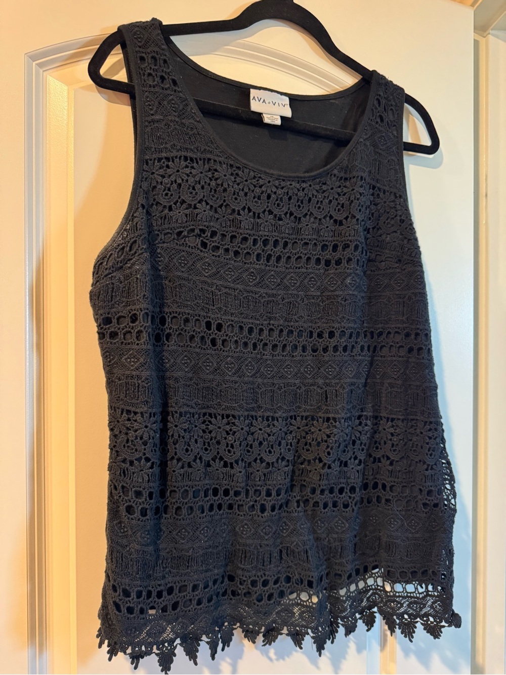 Ava & Viv Black Crochet Lace Tank Camisole